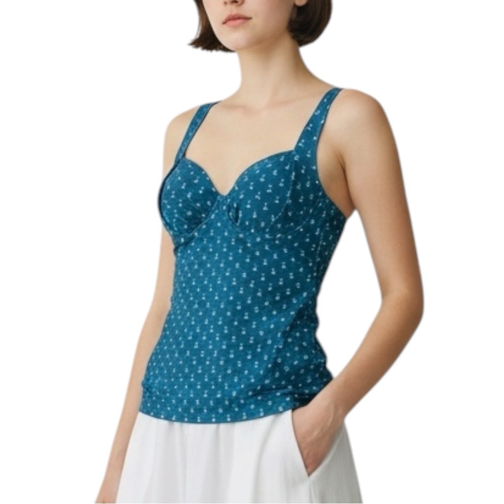 TITLE NINE Bodacious Tankini Top in Turquoise/Blue Size 34D — NWT